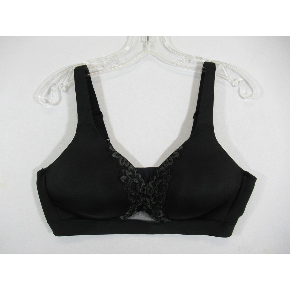 Cacique Lightly Lined No Wire Bra 42C Black Wireless Lace